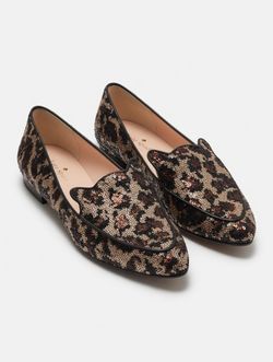 Kate Spade New York Sequin Leopard Print Pointed Toe Loafers - Size 7.5