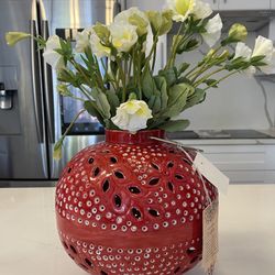 Big Red Flower Or Candle Vase