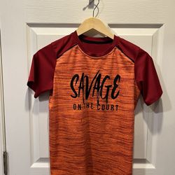 Big Kids Orange And Red Graphic Tee, Basketball Theme, Size: Large (14/16)