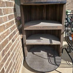 Michelob Wooden Barrel Bar Cart / Display Shelf