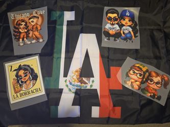 Los Angeles Dodgers Mexico Bundle! 3ft x 5ft Flag & 4 10inch Iron-On Transfers