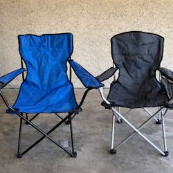 Set of 2 Folding Camping Chairs – Eddie Bauer & Portable Cup Holder Chair (With Carry Bags)