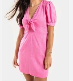 NWT 4SI3NNA Front Tie Bowknot Cutout Puff Sleeves Mini Dress XS