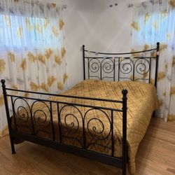 Queen Bed Frame with Mattress and Mirror