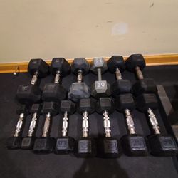 5lb Thru 35lb Used Rubber Hex Dumbbell Set 
