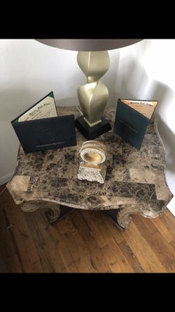 Genuine Marble & Wood End Tables