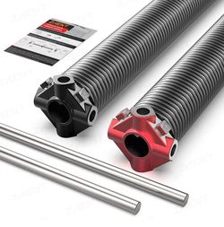 Garage Door Torsion Springs 2'' (Pair) with Non-Slip Winding Bars, Coated Torsion Springs with a Minimum of 18,000 Cycles 
( Includes Right Spring , L