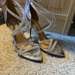 Silver heels size 9