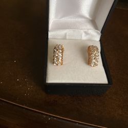 CZ Anniversary Row Pierced Earrings