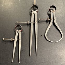 Lot of 3 Spring Calipers by Union Tool Co. of Orange Massachusetts USA Made! Inside, Outside, & Divider.  
