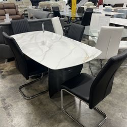 Modern Stylish Sintered Stone Dining Table with 4 Chairs