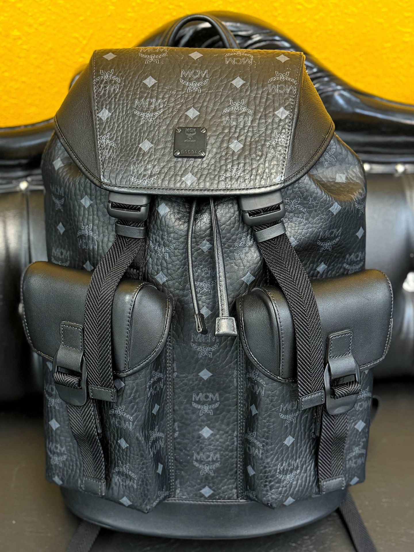 MCM Large Black BRANDENBURG BACKPACK IN VISETOS & Nappa Leather