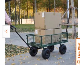 Metal 4- Wheeled Folding Utility Hand Cart in Grass Green