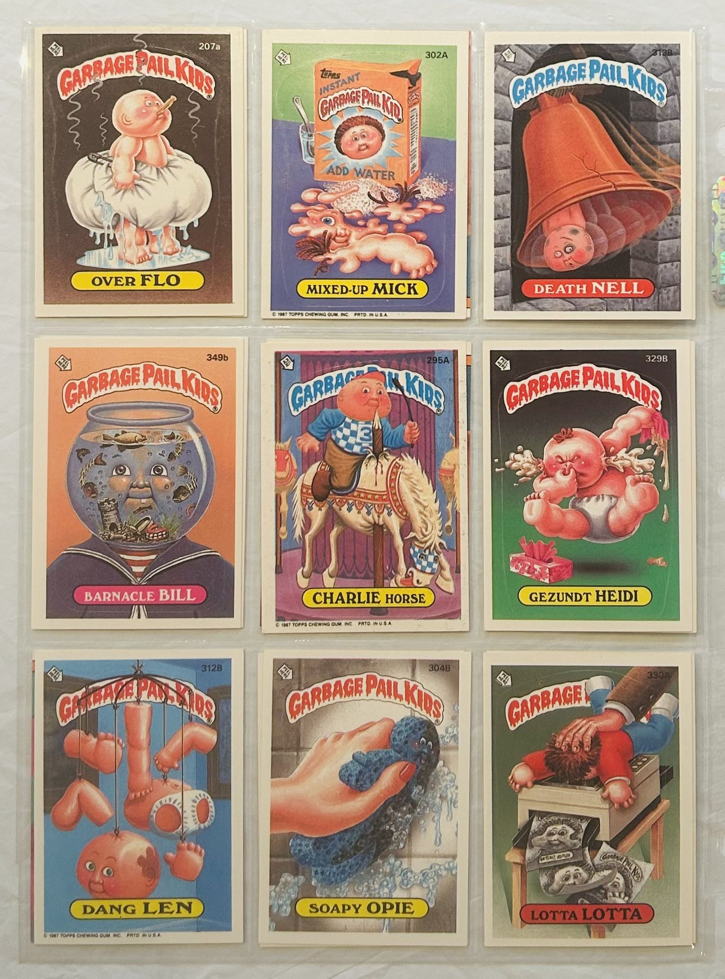 Vintage 1980’s Garbage Pail Kids Collectible Sticker Cards (Lot of 9) - VGC GPK26