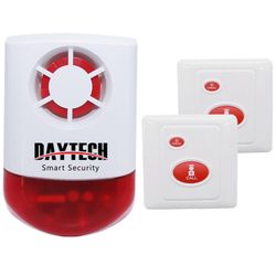 Daytech Remote Emergency Strobe Siren Alarm Kit Waterproof Outdoor Loud Panic Sos Warning System for Business Home Shop Hotel School 800ft 1 Red Flash