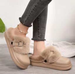 Waterproof  Furry Clog Winter Slippers 