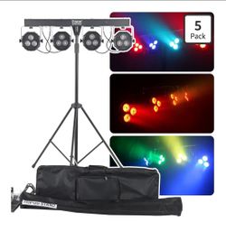 DragonX 4 Gig Bar DJ Lighting System | All-in-One LED Stage Lights with Stand, Foot Pedal & DMX Control | Portable Professional Strobe Lights for DJs,