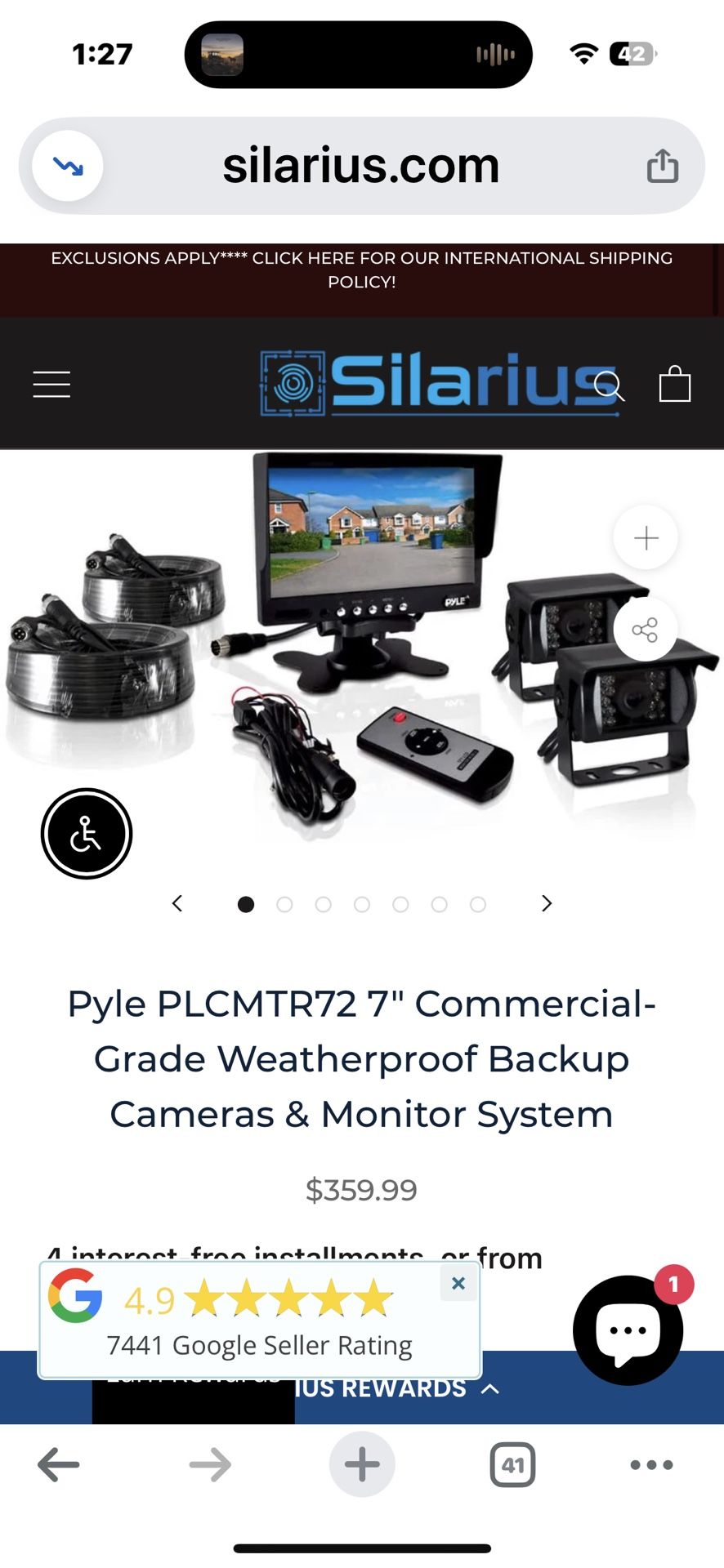 Pyle 7" Commercial-Grade Weatherproof Backup Cameras & Monitor System