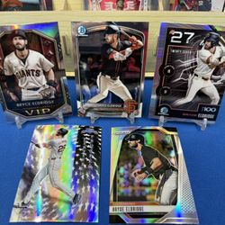 5 Bryce Eldridge Bowman Chrome, Prizm, & Crusade Card Lot  San Fransisco Giants