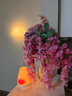 Faux Flower Bundle with Glass Vase