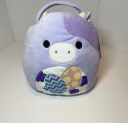 Squishmallow 11" Bubba the Cow Easter Basket Treat Pail – Like New with Tag