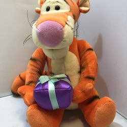 Disney Santa Tigger Holding Christmas Present Plush