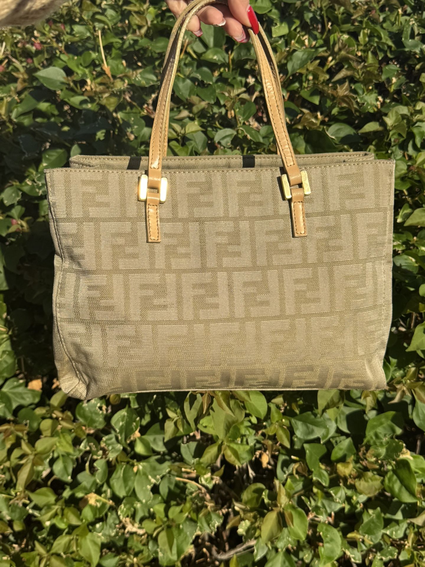 Authentic Fendi Zucca Canvas Tote Handbag