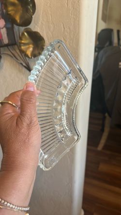 Set of 2 serving trays. Cut glass captures the sparkle.