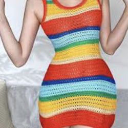 Beautiful Knit Mini Rainbow Dress Size S