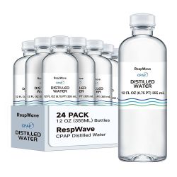 12 oz 24-Pack Distilled Water for CPAP Machines | Made in USA | Use with ResMed and Respironics Machines | Travel-Friendly, Clean, Multi-Use