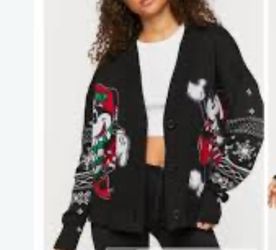 Disney Mickey and Minnie Mouse Christmas cardigan with snowflakes #christmas #holiday size medium used like new