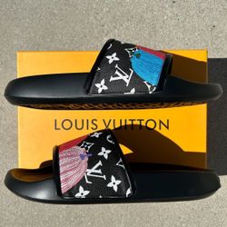 Louis Vuitton LV Monogram Pool Slides Black | Men's Size 11 | Read Description 