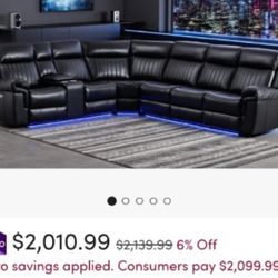 LED SECTIONAL LEATHER COUCH