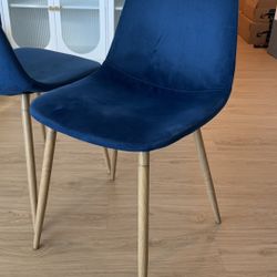2 Blue Velvet Chairs