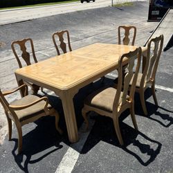 Dining Table And 6 Chairs Drexel 3 Leaf And Covers 