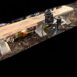 Wood Bench With Concrete Pillars