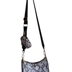 Steve Madden BTAMELA Crossbody Chain Strap Handbag Purse- Natural (Snake Print)