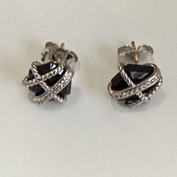 David Yurman Black And Diamond Cross Over Earrings 