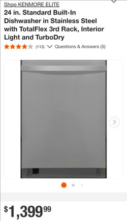 Kenmore Built-in Stainless Steel Dishwasher