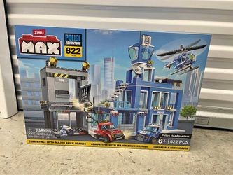 MAX Adventure Police Headquarters Playset (822 Pieces) Building Bricks Toys for Kids 5+ Create Vehic