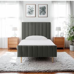 Livinia Twin Size Elton Velvet Platform Bed