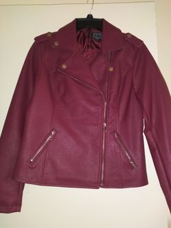  Women's Burgundy Jacket With Zippers. By Sears