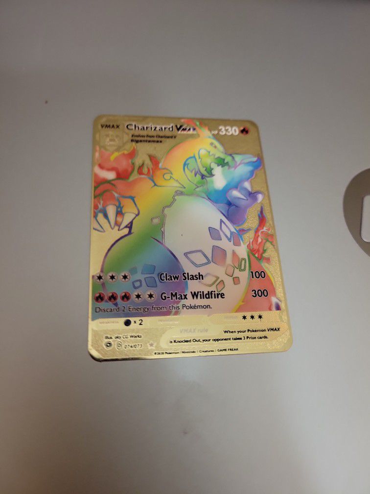 Rainbow Charizard Gold Pokemon Card 