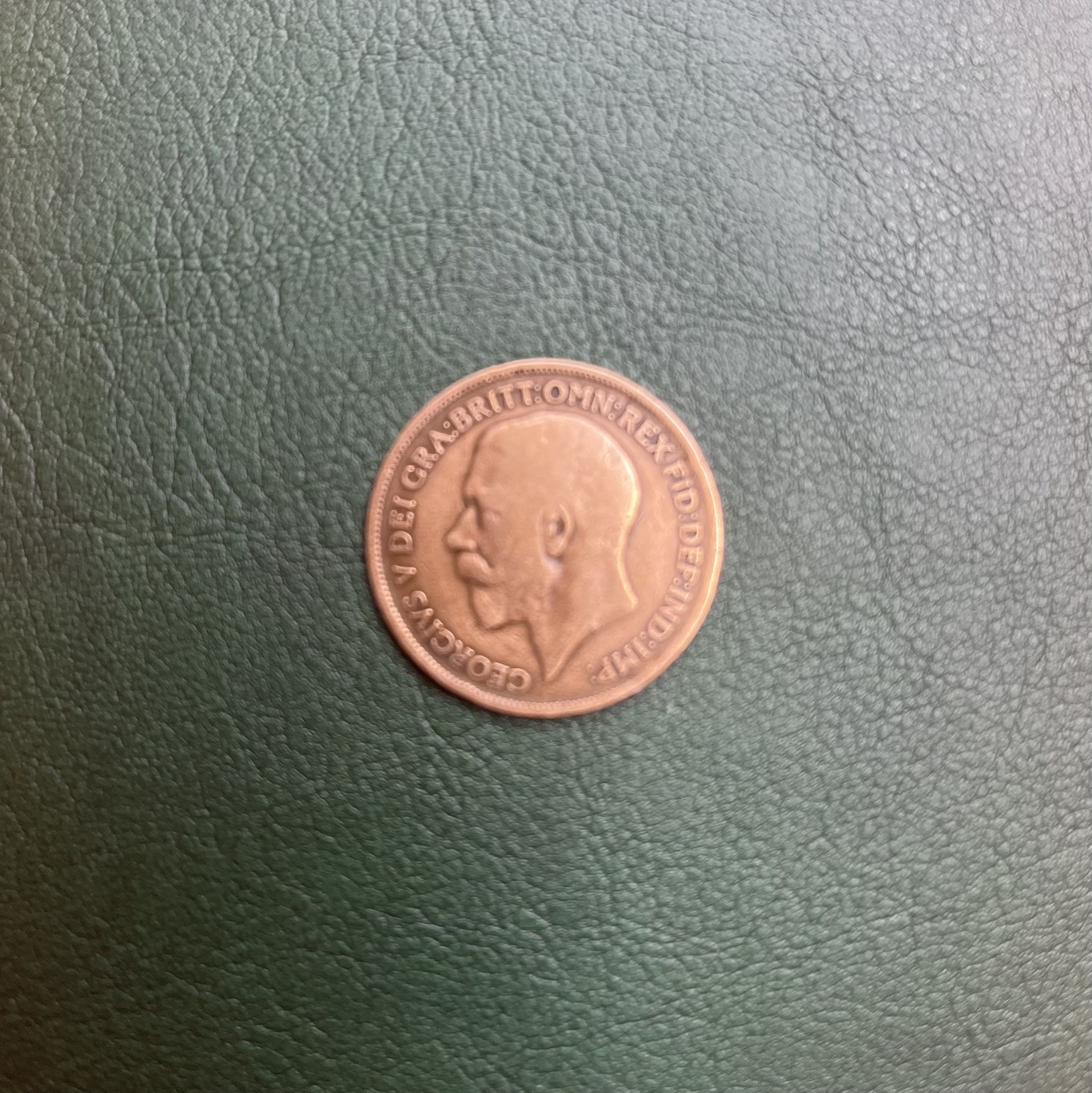 π₯π 1916 one penny Bronze GEORGIVS V DEI GRA:BRITT: OMN:REX FID:DEF:IND:IMP: