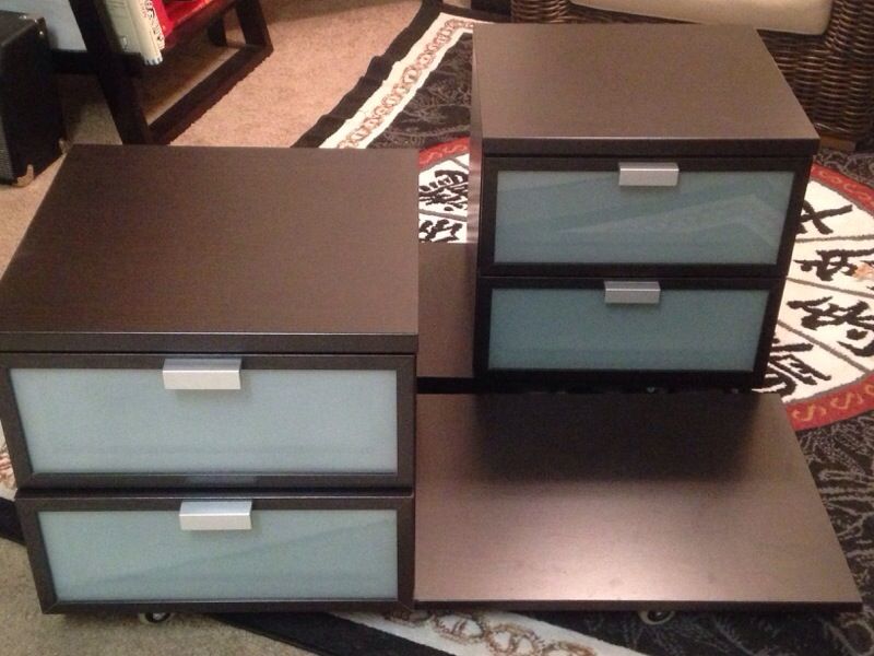 Black/Brown Ikea Hopen Nightstands