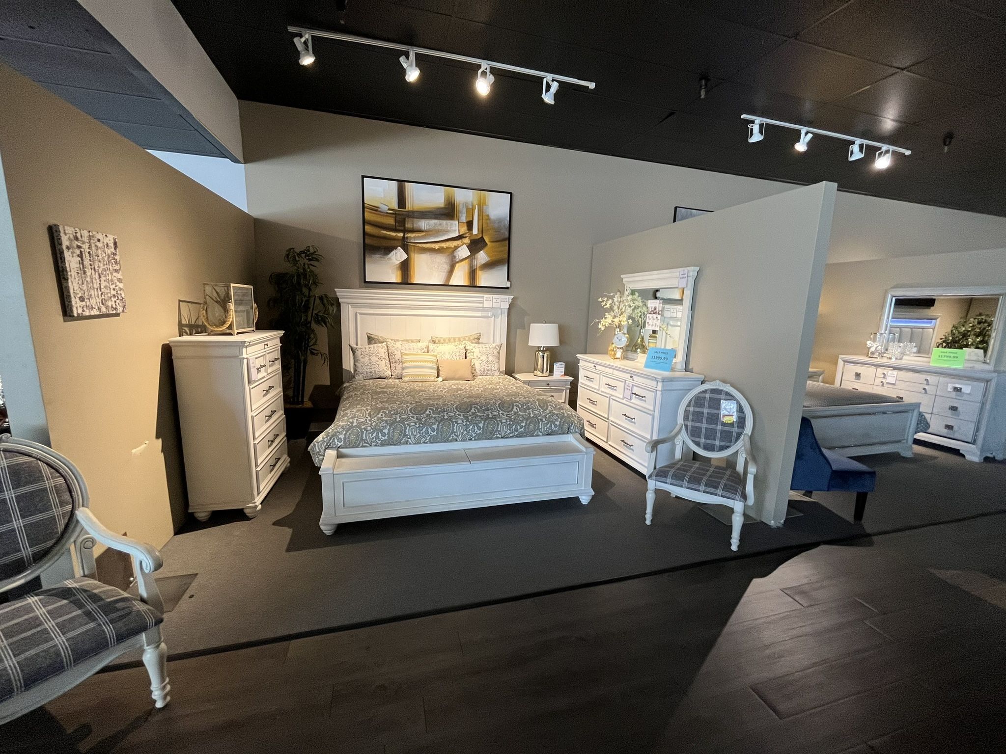 White King Bed, Dresser, Mirror And One Nightstand