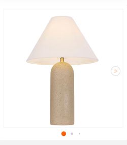 24.91 in. Brown Earthy Resin Table lamp with with White Linen Fabric Cone-Shaped Shade