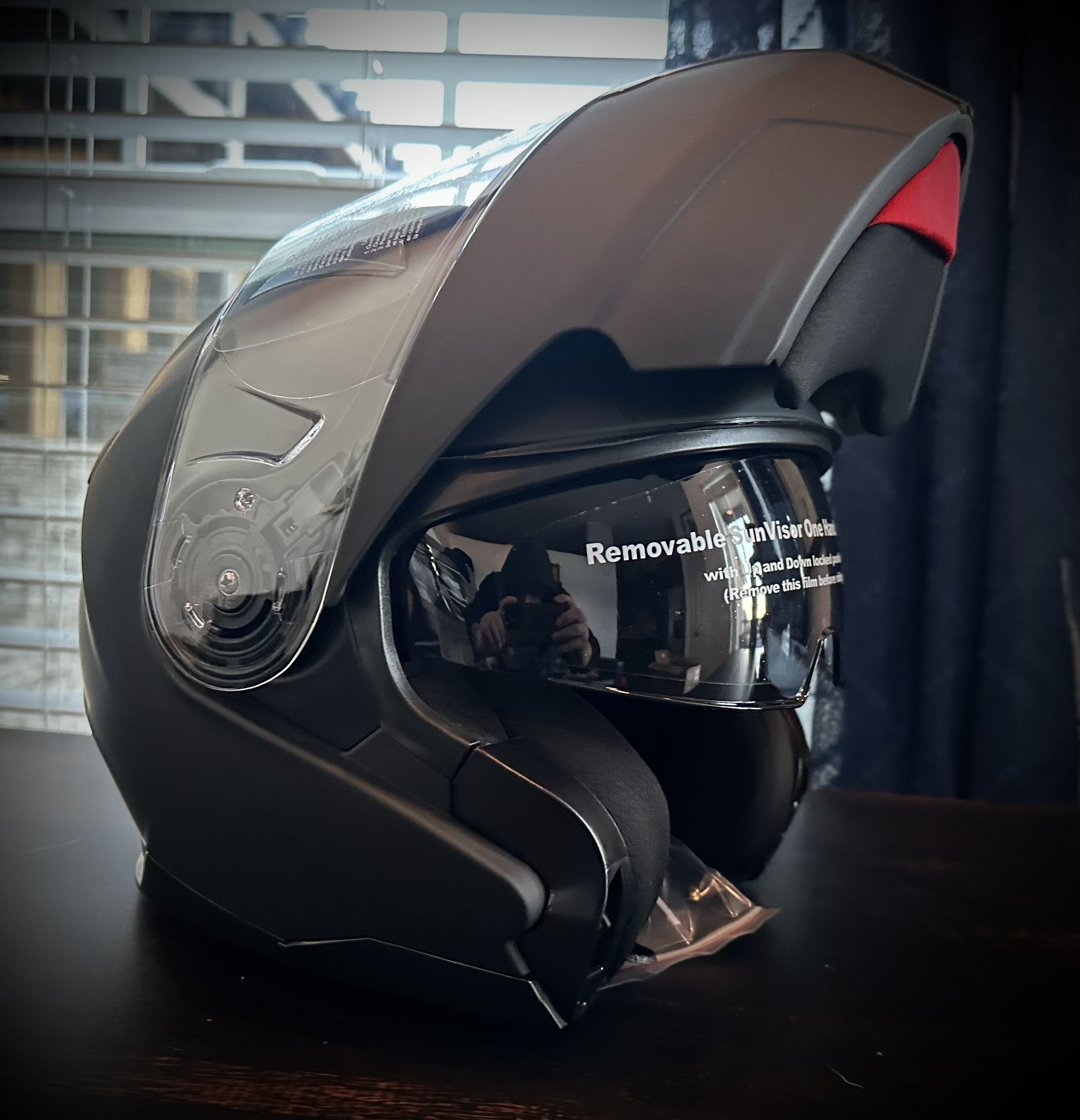 New Flat Black Modular Motorcycle Helmet (Medium)