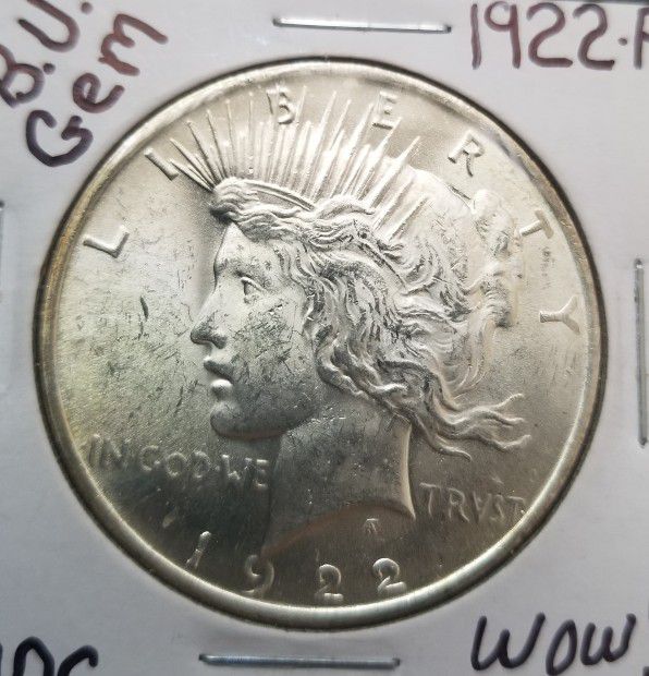 1922 P Gem Brilliant uncirculated Peace Silver Dollar 