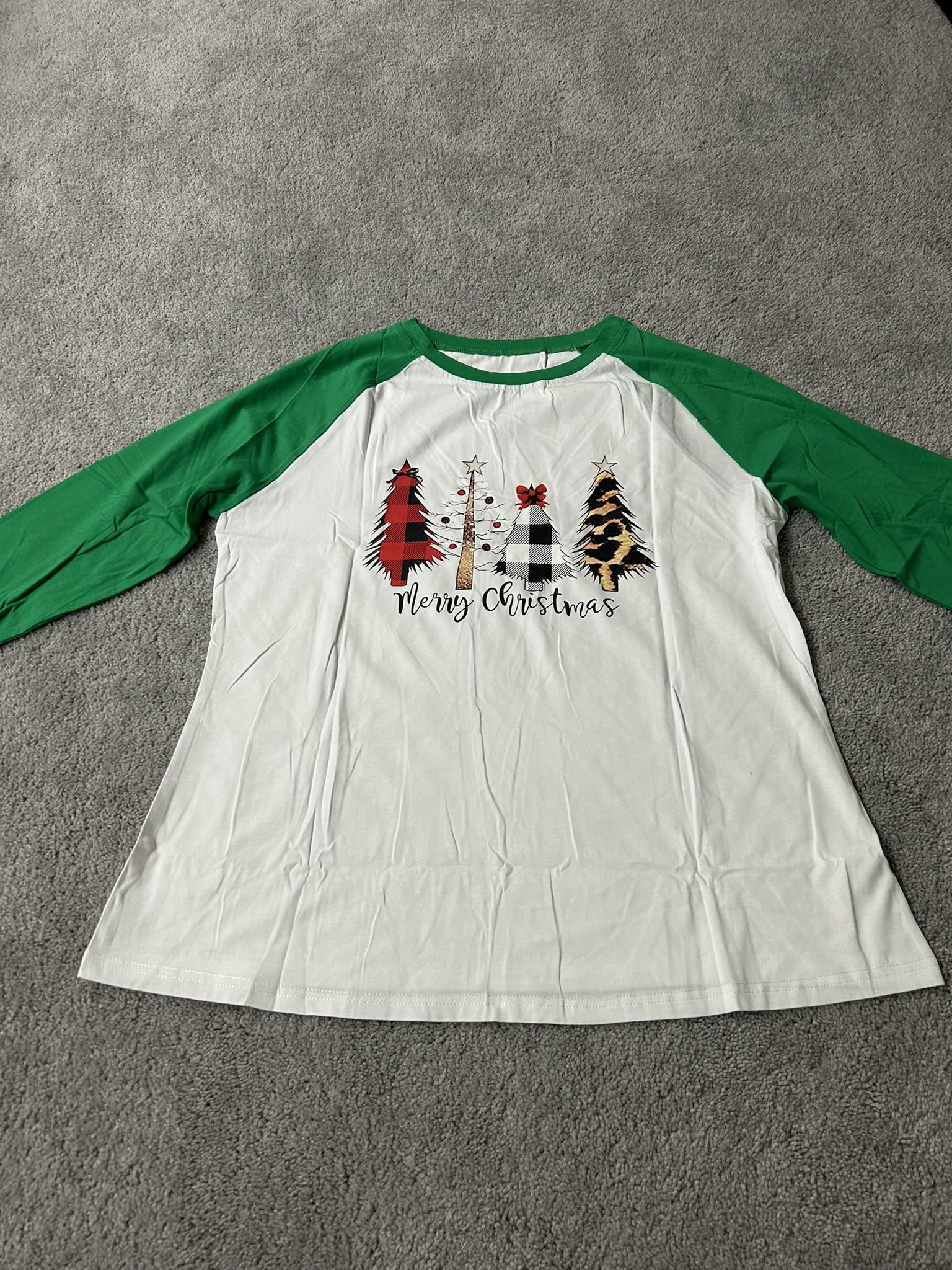 Christmas Tshirt Women Print long Sleeve Baseball Tshirt Blouse Tee Tops size Small To 2XL ( compare $19 is Amazon price ) very stretchy